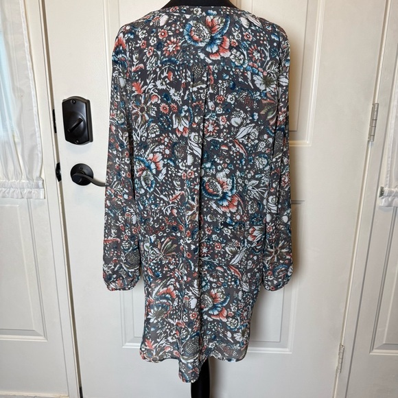 Ann Taylor LOFT Brown Rustic Floral Tunic Blouse Sz M - Picture 3 of 12